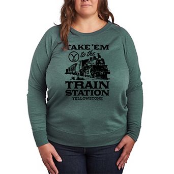 Plus Size Yellowstone Take 'Em To Train Station French Terry Long Sleeve Tee