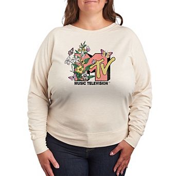 Plus Size MTV Botanical Art French Terry Long Sleeve Tee