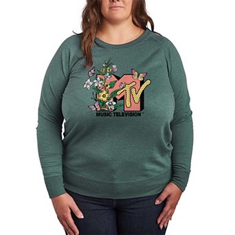 Plus Size MTV Botanical Art French Terry Long Sleeve Tee