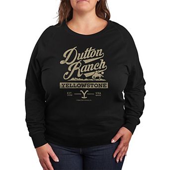 Plus Size Yellowstone Dutton Ranch Collegiate French Terry Long Sleeve Tee