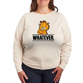Plus Size Garfield Whatever French Terry Long Sleeve Tee