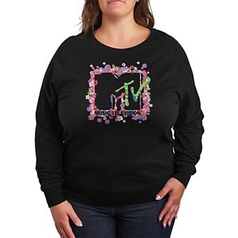 Plus Size MTV Floral Logo French Terry Long Sleeve Tee
