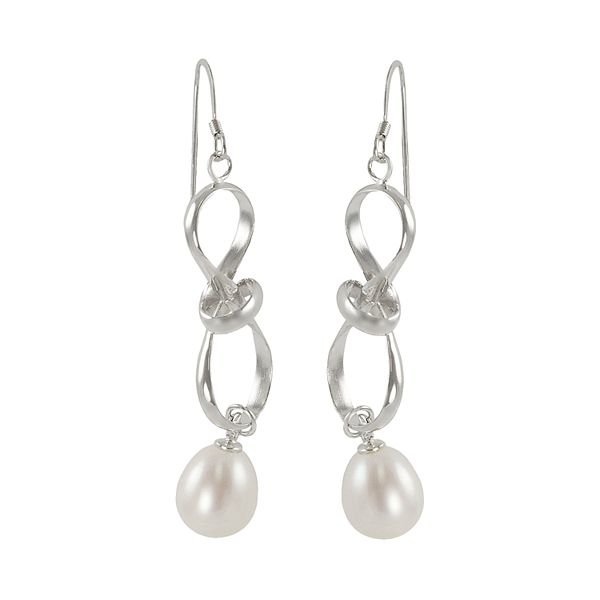 Sterling Silver Freshwater Cultured Pearl Twist Drop Earrings 3501