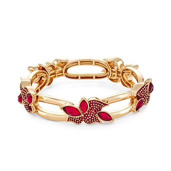 Napier Gold-Tone Poinsettia Stretch Bracelet