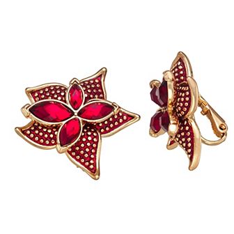 Napier Gold-Tone Poinsettia Drop Earrings