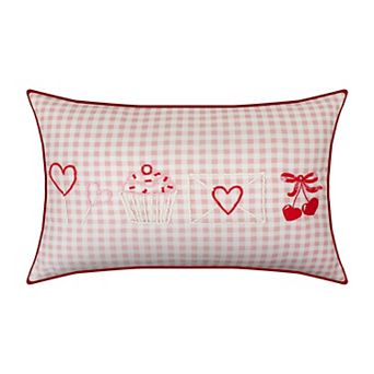 Celebrate Together™ Valentine's Day Embroidered Pink Gingham Decorative Throw Pillow