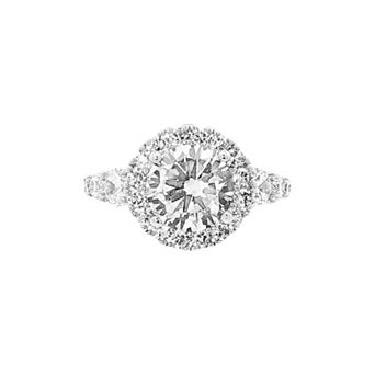 Primrose Fine Silver Plated Cubic Zirconia Halo Ring