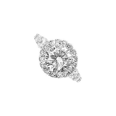 Primrose Fine Silver Plated Cubic Zirconia Halo Ring