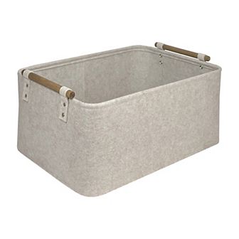 Belle Maison Large Felt Bin with Wooden Handles