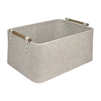 Belle Maison Large Felt Bin with Wooden Handles