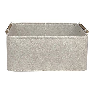 Belle Maison Large Felt Bin with Wooden Handles