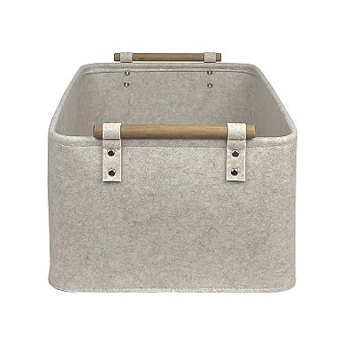 Belle Maison Large Felt Bin with Wooden Handles