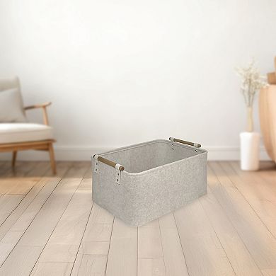 Belle Maison Large Felt Bin with Wooden Handles