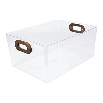 Belle Maison Acrylic Bin with Wood Grain Handle