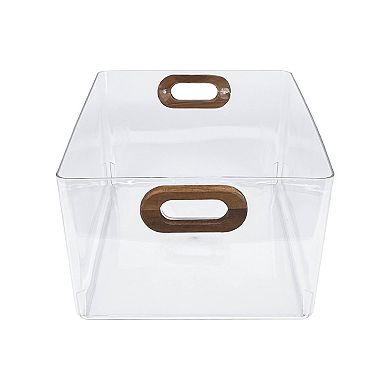Belle Maison Acrylic Bin with Wood Grain Handle