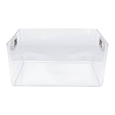 Belle Maison Acrylic Bin with Wood Grain Handle