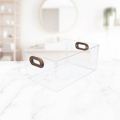 Belle Maison Acrylic Bin with Wood Grain Handle