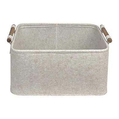 Belle Maison Medium Felt Bin With Wooden Handles