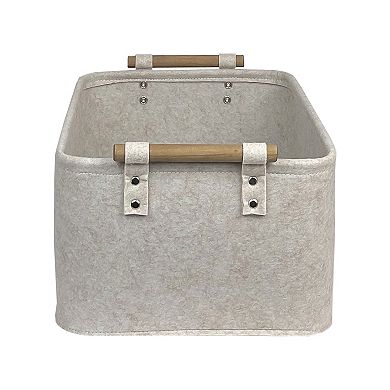Belle Maison Medium Felt Bin With Wooden Handles