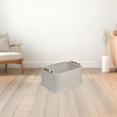 Belle Maison Medium Felt Bin With Wooden Handles
