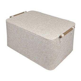 Belle Maison Extra Large Felt Storage Bin with Wooden Handles