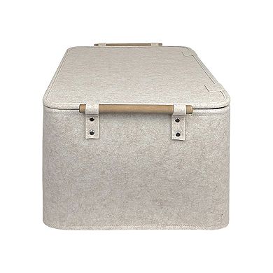 Belle Maison Extra Large Felt Storage Bin with Wooden Handles
