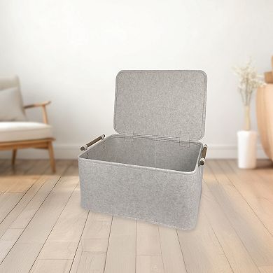 Belle Maison Extra Large Felt Storage Bin with Wooden Handles