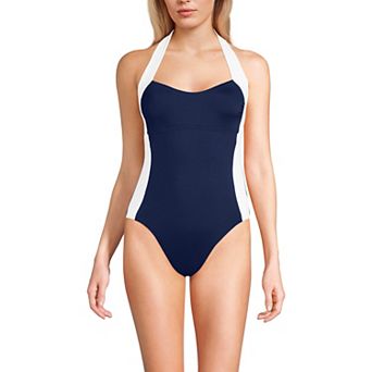 Women's Lands' End Halter Cut Out High Leg One-Piece Swimsuit