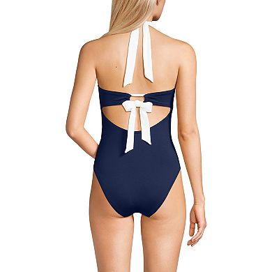 Women's Lands' End Halter Cut Out High Leg One-Piece Swimsuit