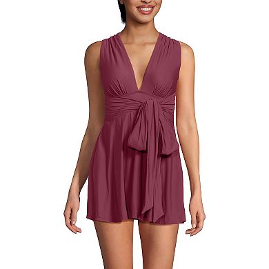 Women's Lands' End SlenderSuit Multi-Way Swim Dress One-Piece Swimsuit