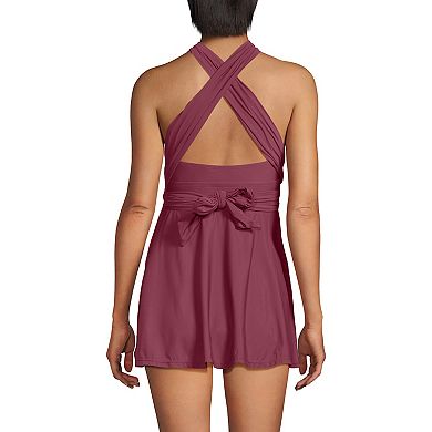 Women's Lands' End SlenderSuit Multi-Way Swim Dress One-Piece Swimsuit
