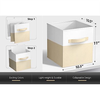 Sorbus 6 Pack 11" Two Tone Foldable Storage Cubes with Handles - Perfect for clothes, linens, & more