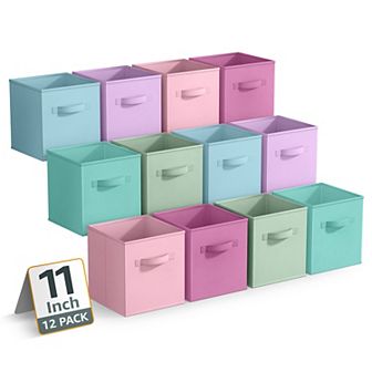 Sorbus 11 Inch 12 Pack Foldable Cubes with Handle- for Home Home Storage & Organization
