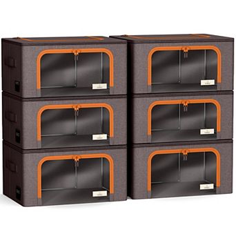 Sorbus 6 Pack Small Foldable Storage Box - Organization for Bedroom, Linens & Clothes
