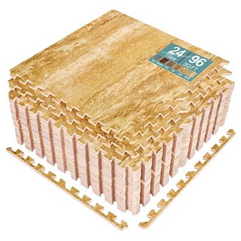 Sorbus 3/8-inch Wood Grain Interlocking Foam Floor Tiles w/ Borders (24 Tiles, 96 Sq ft)