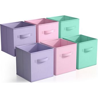 Sorbus 6 Pack 11 Inch Foldable Cubes with Handles- for Home Storage & Organization