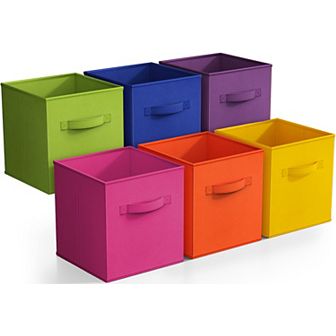 Sorbus 6 Pack 11 Inch Foldable Cubes with Handles- for Home Storage & Organization
