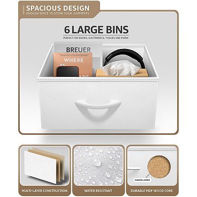 Sorbus Narrow 6 Drawers Dresser with Steel Frame, Wood Top, Fabric Bins for Home, Bedroom, Office