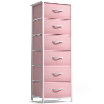 Sorbus Narrow 6 Drawers Dresser with Steel Frame, Wood Top, Fabric Bins for Home, Bedroom, Office