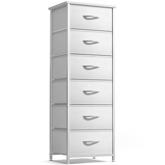 Sorbus Narrow 6 Drawers Dresser with Steel Frame, Wood Top, Fabric Bins for Home, Bedroom, Office