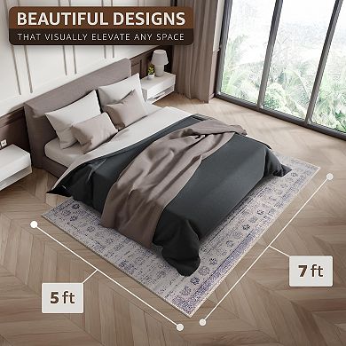 Sorbus 5 ft x 7 ft Area Rug, Machine Washable, Non-Slip, Vintage Rug