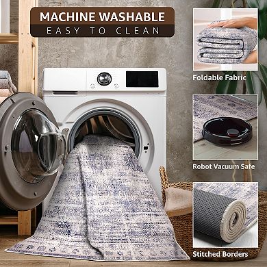 Sorbus 5 ft x 7 ft Area Rug, Machine Washable, Non-Slip, Vintage Rug