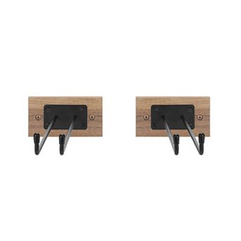 Sorbus Wall Mounted Wire & Mahogany Wood Glass Stemware Rack Set