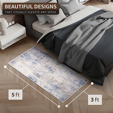 Sorbus 3 ft x 5 ft Area Rug for Entryway, Machine Washable, Non-Slip, Vintage Rug