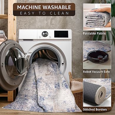 Sorbus 3 ft x 5 ft Area Rug for Entryway, Machine Washable, Non-Slip, Vintage Rug