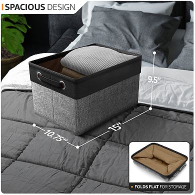 Sorbus 6 Pack 15" Collapsible Storage Bins with Handles - Perfect for Home Storage & Organization