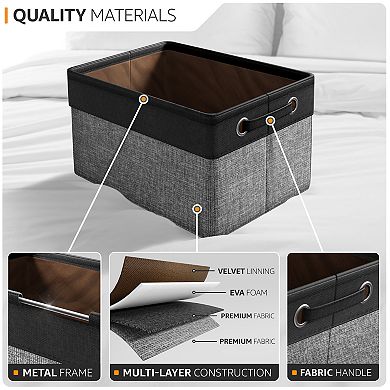 Sorbus 6 Pack 15" Collapsible Storage Bins with Handles - Perfect for Home Storage & Organization