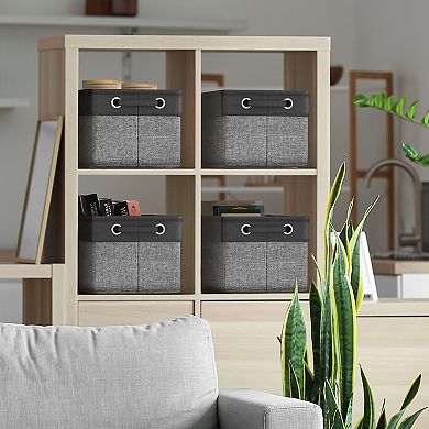 Sorbus 6 Pack 15" Collapsible Storage Bins with Handles - Perfect for Home Storage & Organization