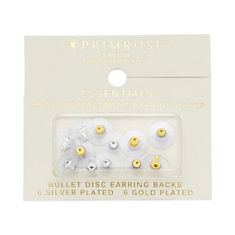 PRIMROSE 12 pc 14k Gold Flash Plated & Silver Tone Replacement Earring Backs Set