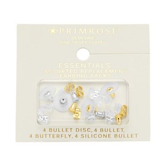 PRIMROSE 16 pc 14k Gold Flash Plated & Silver Tone Earring Back Set